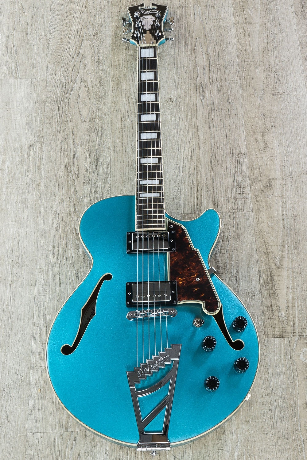 D'Angelico Premier SS Semi-Hollowbody HH Electric Guitar, Stairstep Tailpiece, Gig Bag - Ocean Turquoise