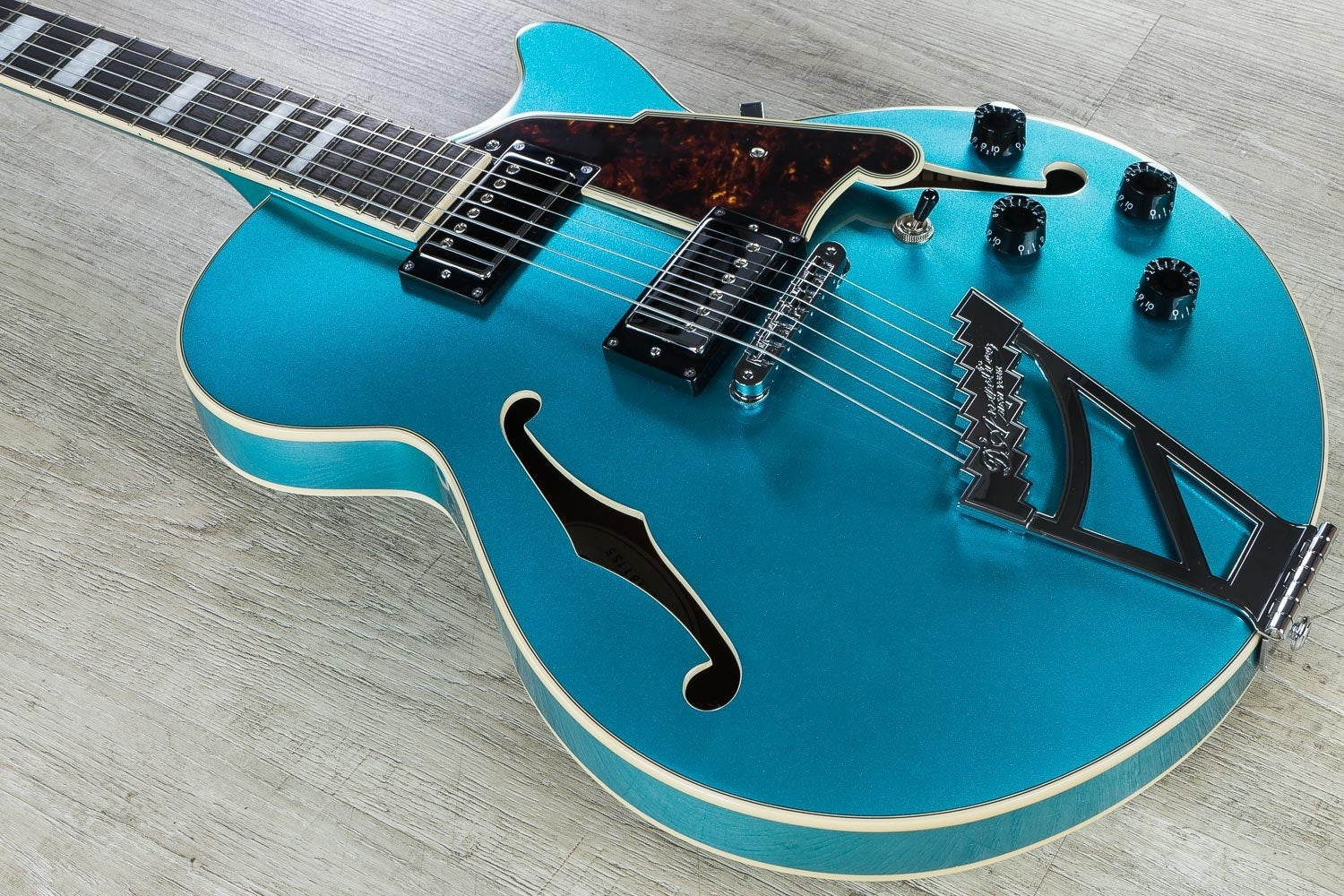 D'Angelico Premier SS Semi-Hollowbody HH Electric Guitar, Stairstep Tailpiece, Gig Bag - Ocean Turquoise