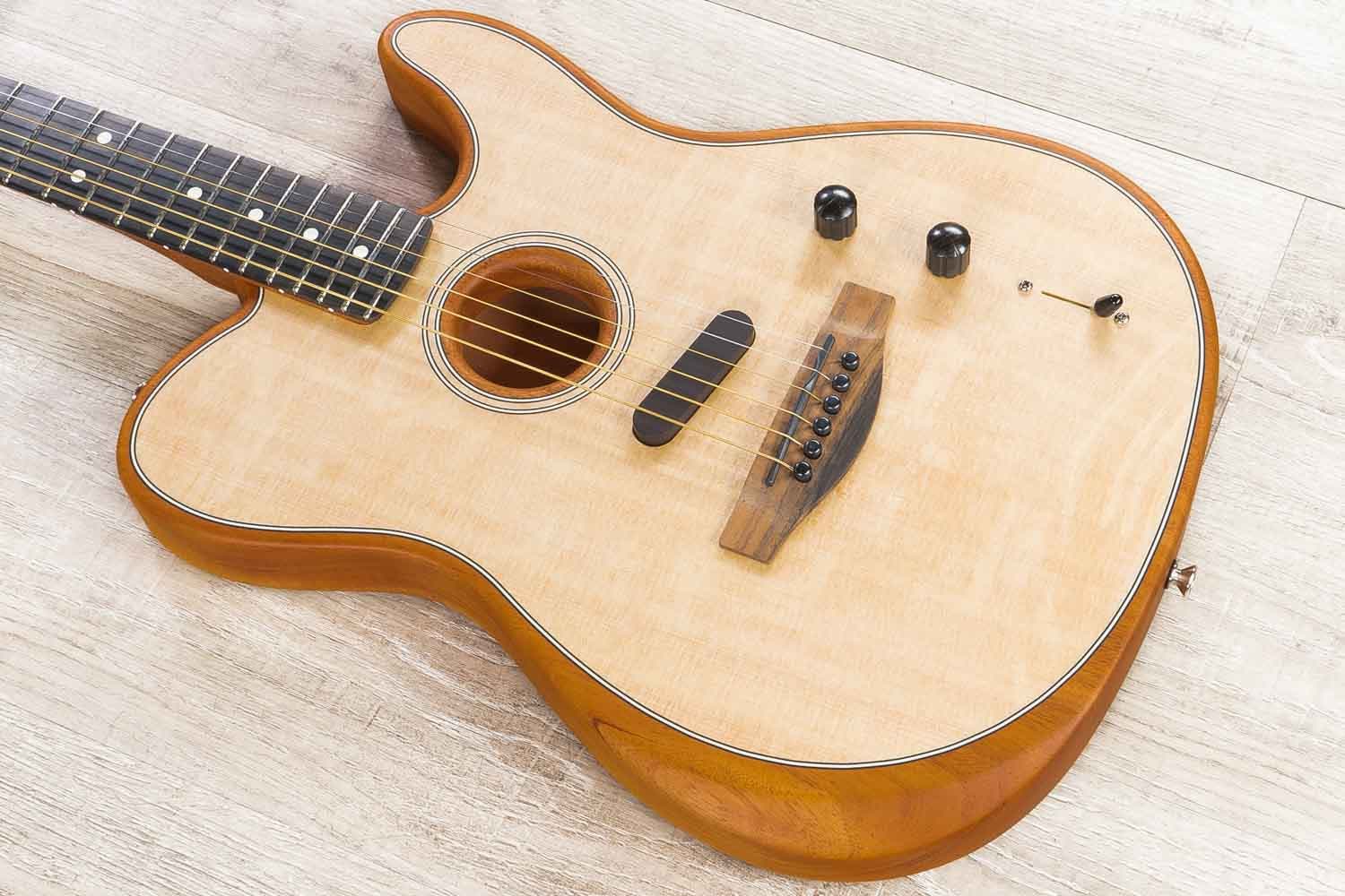 Fender American Acoustasonic Telecaster Acoustic Guitar, Ebony Fingerboard, Natural