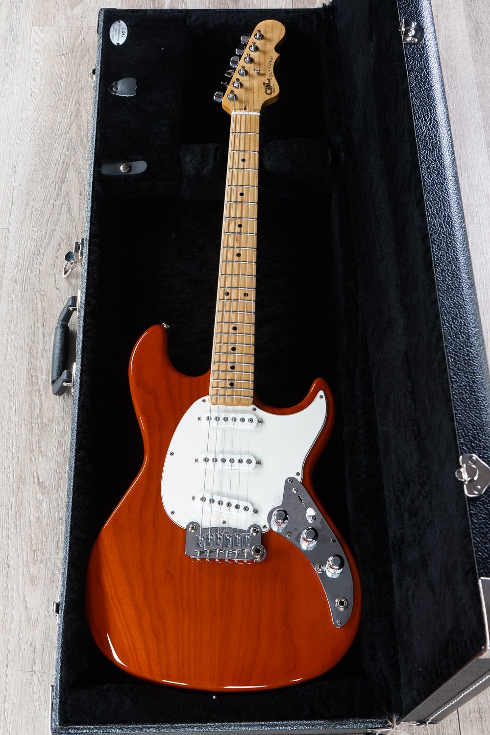 G&L Guitars Fullerton Deluxe Skyhawk Electric Guitar, Maple Fingerboard, Clear Orange