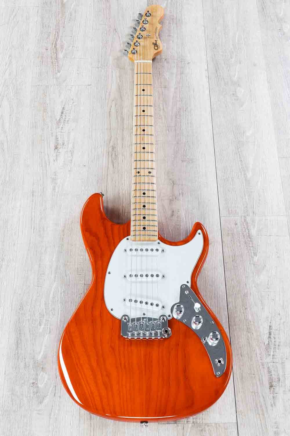 G&L Guitars Fullerton Deluxe Skyhawk Electric Guitar, Maple Fingerboard, Clear Orange