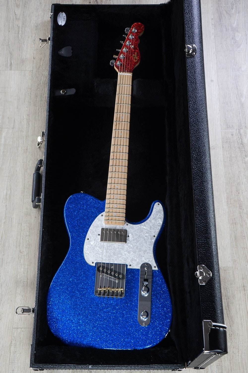G&L USA ASAT Classic Bluesboy Electric Guitar, Maple Fingerboard, Red Metal Flake Headstock, Hard Case - Blue Metal Flake