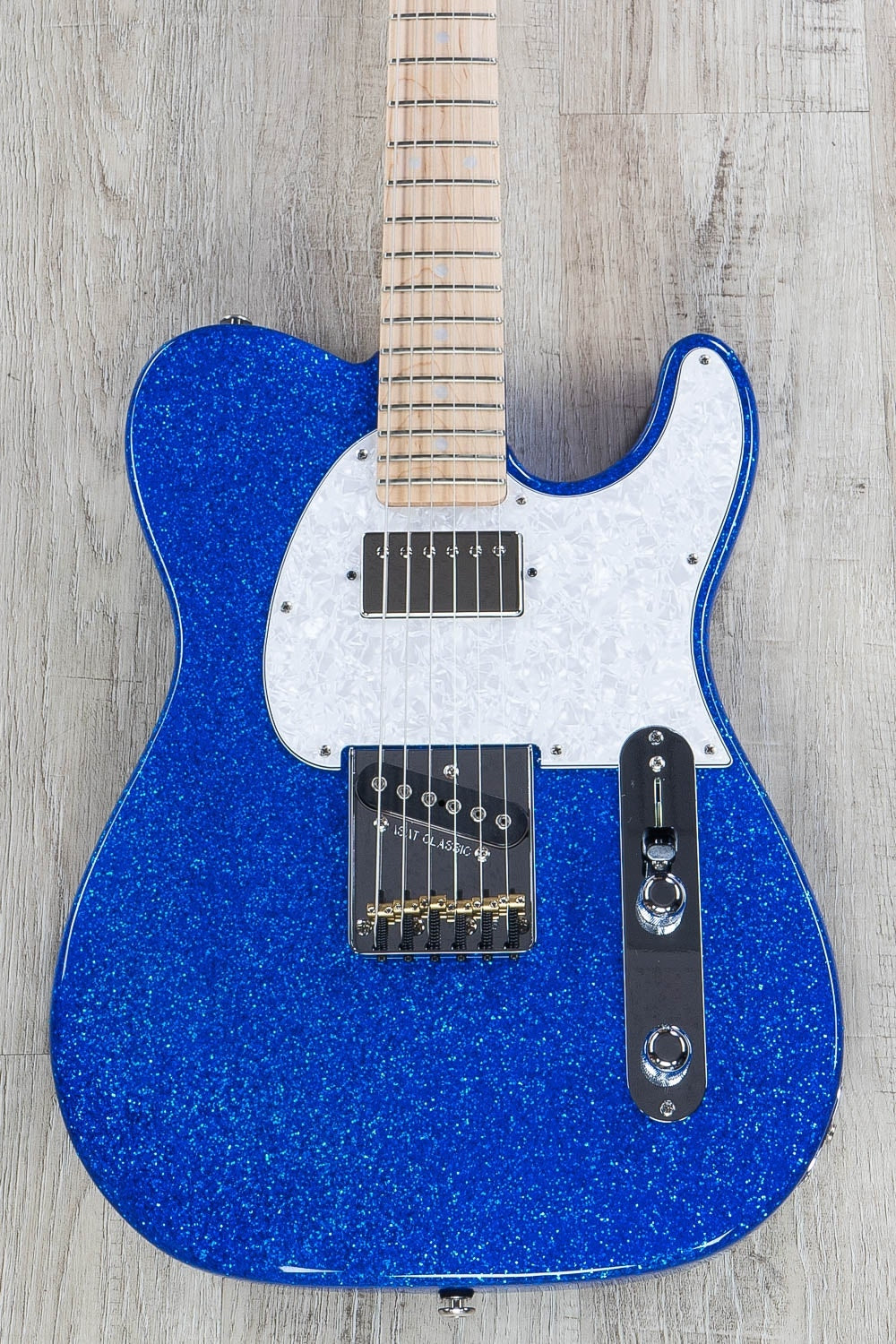 G&L USA ASAT Classic Bluesboy Electric Guitar, Maple Fingerboard, Red Metal Flake Headstock, Hard Case - Blue Metal Flake