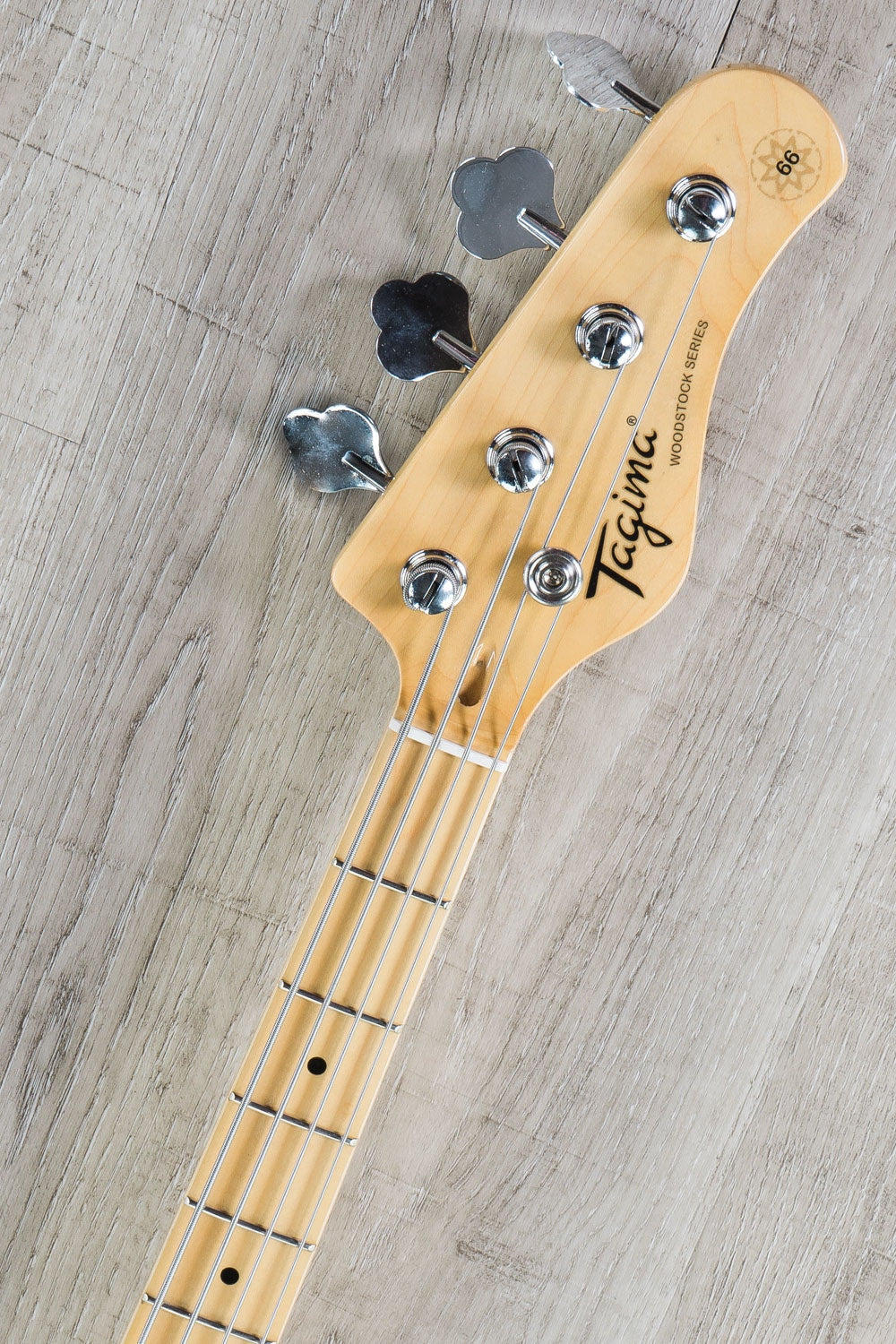 Tagima Guitars TW-66 Electric Bass Guitar, White Pickguard, Sunburst TW66