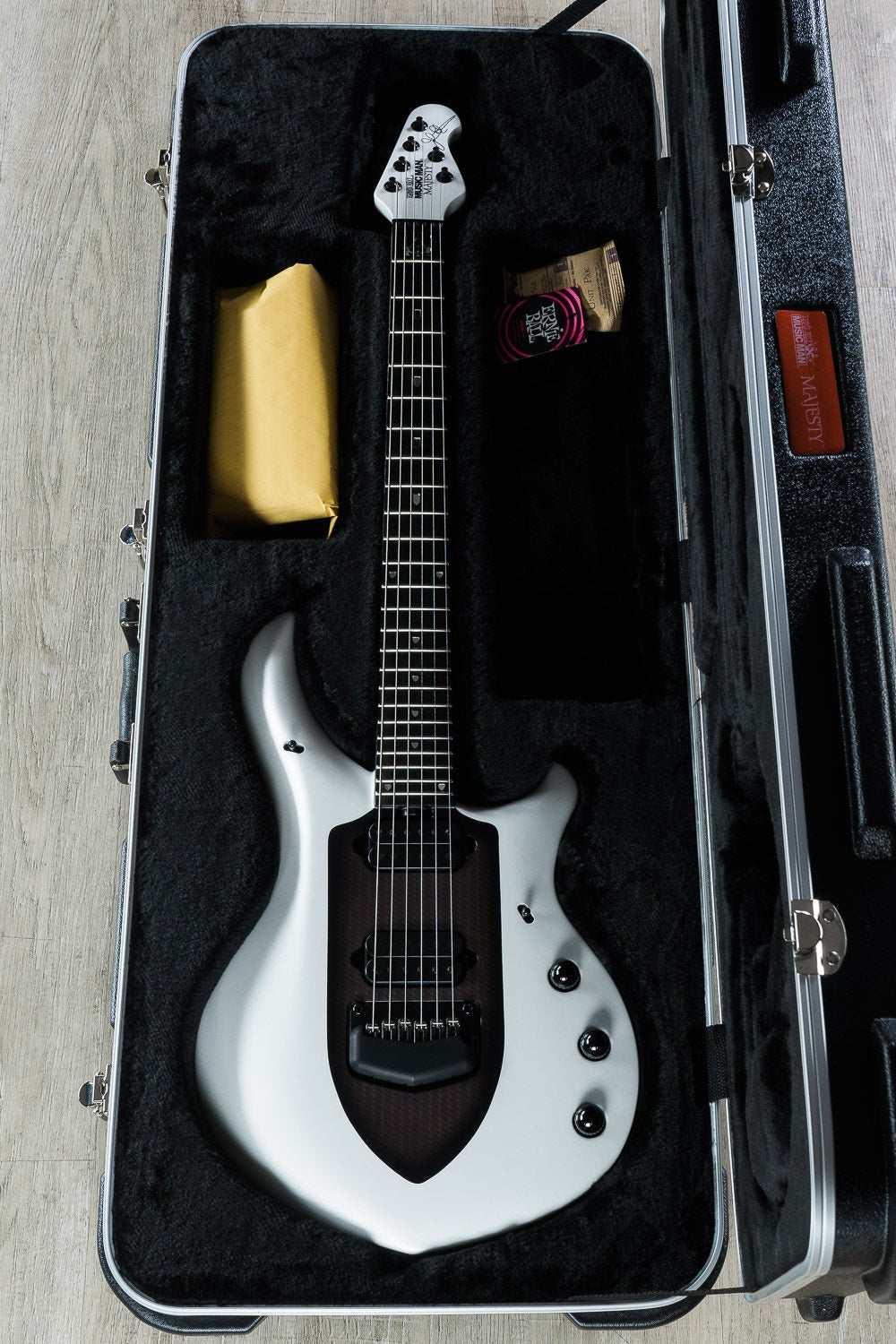Ernie Ball Music Man John Petrucci Majesty 6-String Electric Guitar, Polished Ebony Fretboard - Glacial Frost