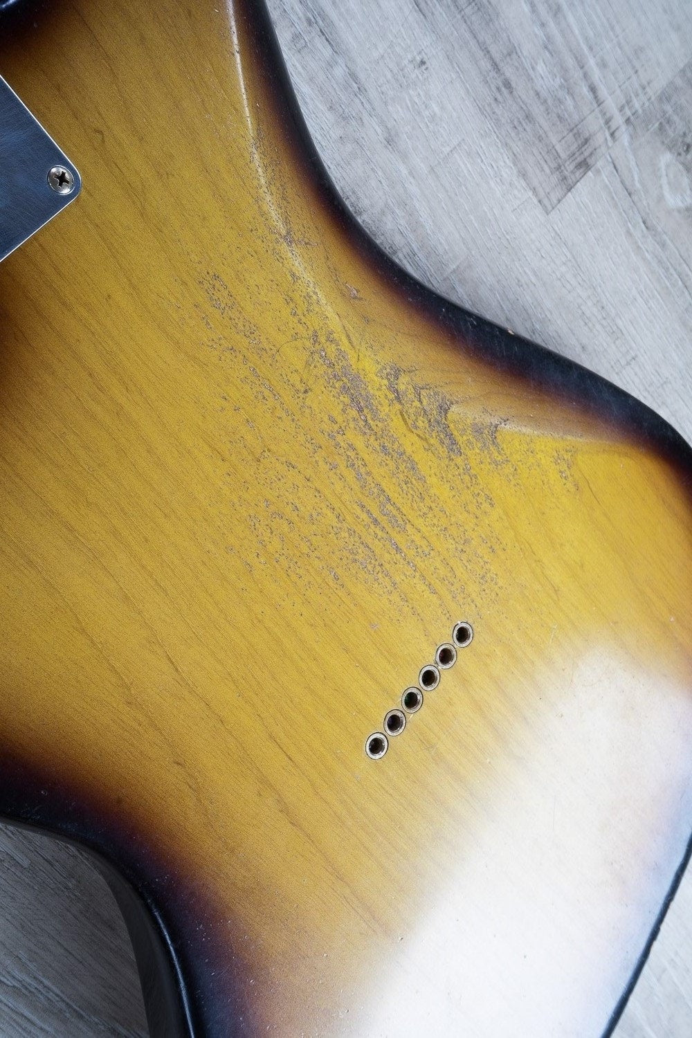Rock N Roll Relics Jazz Bastard Electric Guitar, Maple Fingerboard, Medium Aged, Hard Case - Two Tone Burst (Tobacco)