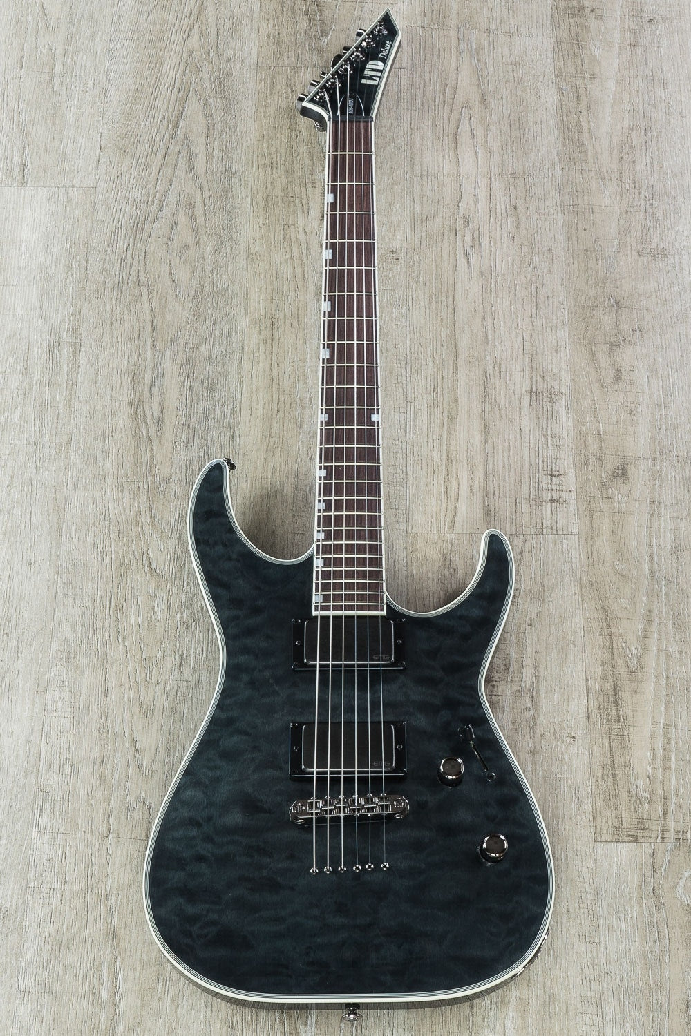 ESP LTD MH-1001NT Electric Guitar, Quilted Maple Top, Rosewood Fingerboard - See Thru Black