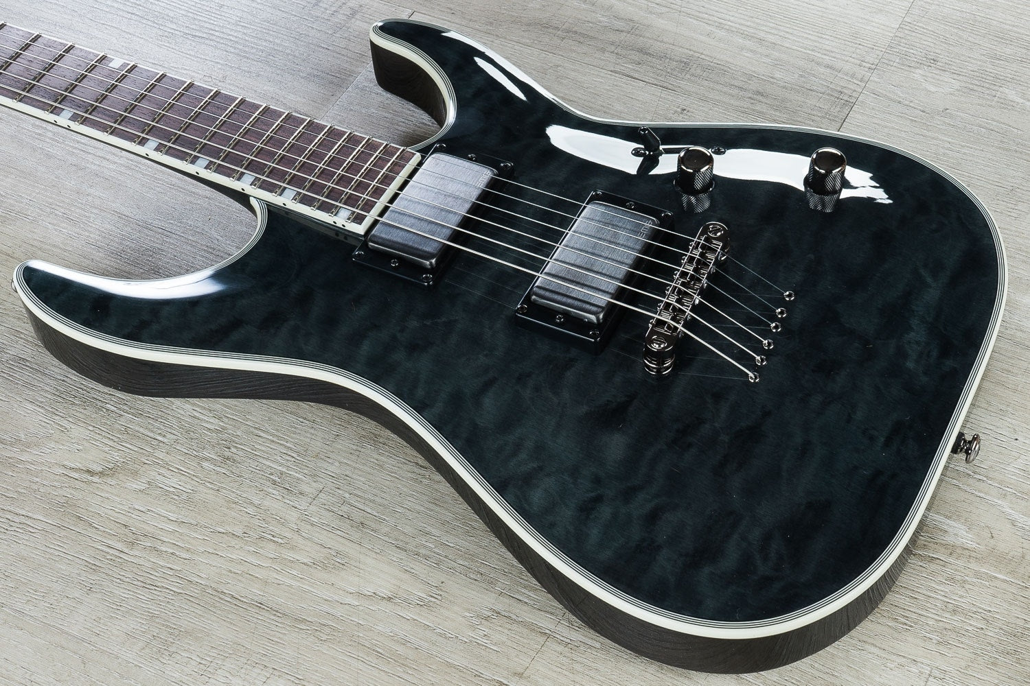ESP LTD MH-1001NT Electric Guitar, Quilted Maple Top, Rosewood Fingerboard - See Thru Black