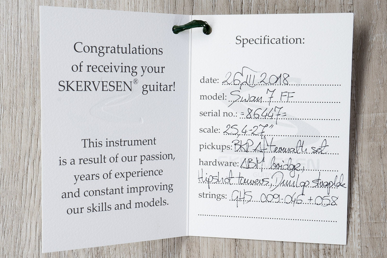 Skervesen Swan 7 FF 7-String Electric Guitar, Fanned Fret, Maple Fretboard, Hard Case - Black