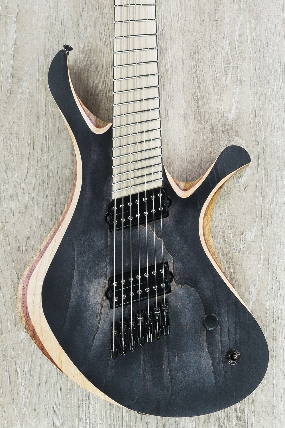 Skervesen Swan 7 FF 7-String Electric Guitar, Fanned Fret, Maple Fretboard, Hard Case - Black
