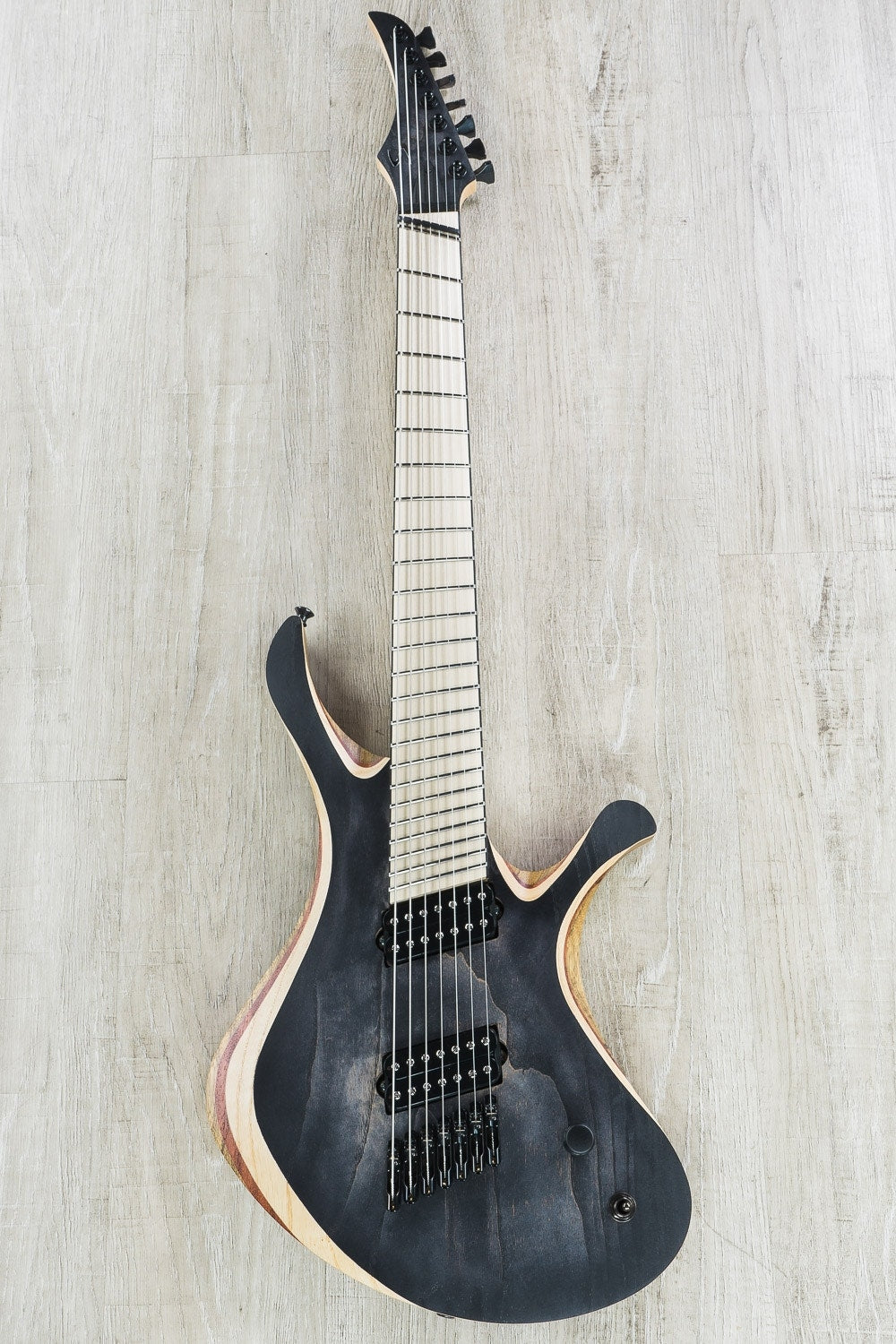 Skervesen Swan 7 FF 7-String Electric Guitar, Fanned Fret, Maple Fretboard, Hard Case - Black