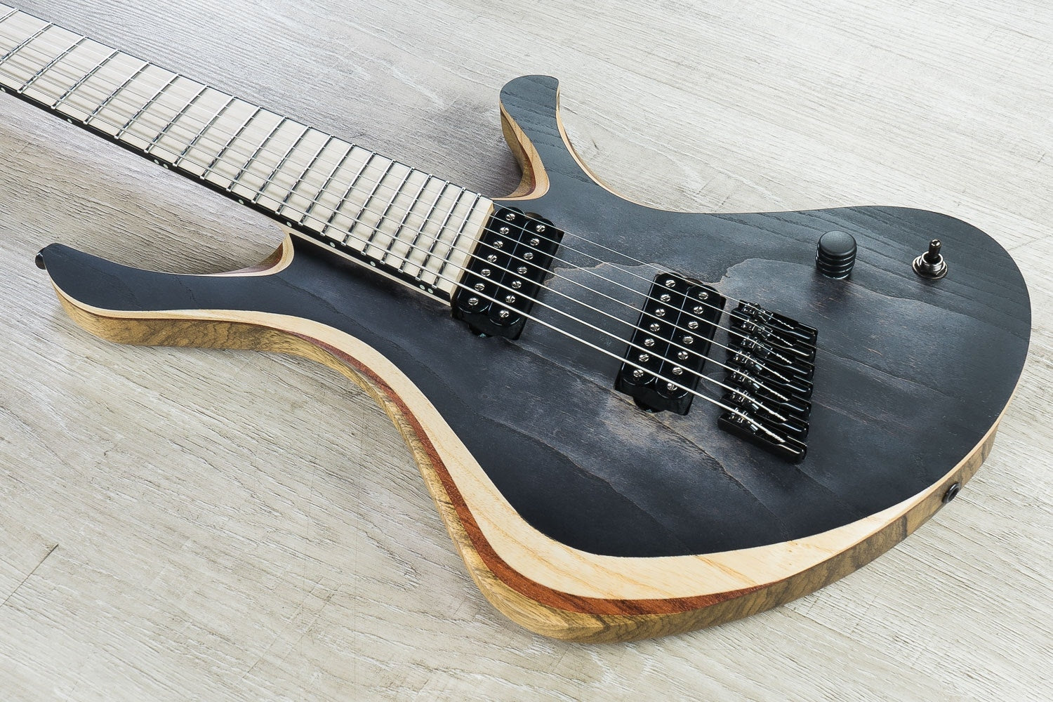 Skervesen Swan 7 FF 7-String Electric Guitar, Fanned Fret, Maple Fretboard, Hard Case - Black