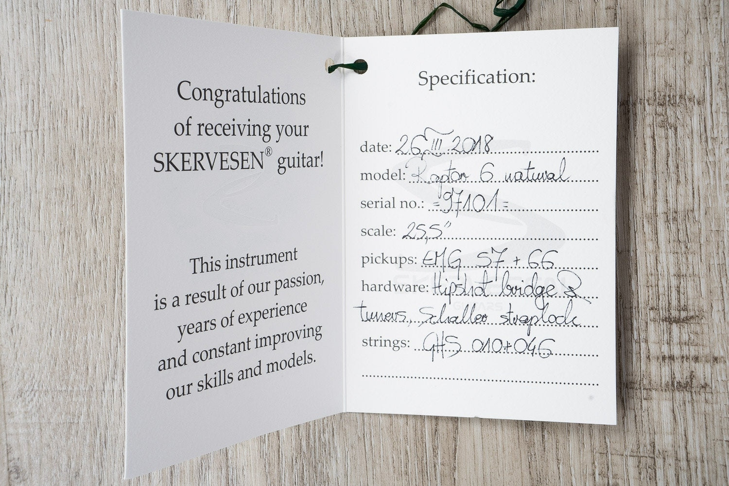 Skervesen Raptor 6 Electric Guitar, Figured Walnut Top, Khaya Mahogany Body, Hard Case - Natural