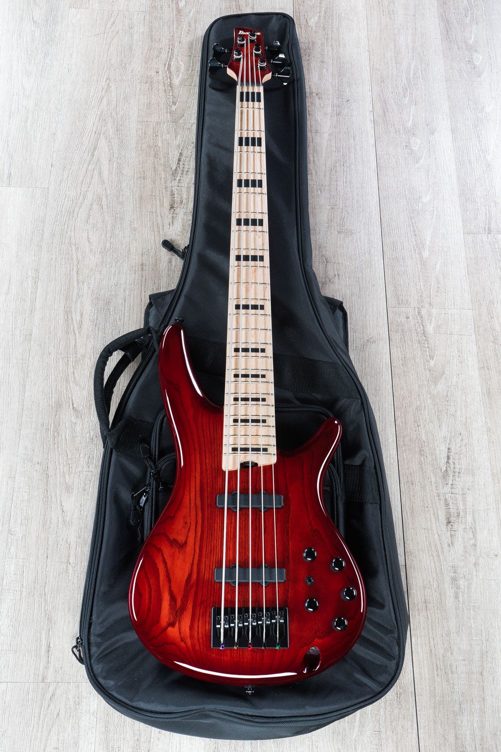Ibanez ANB205 Adam Nitti Bass Guitar, Maple Fretboard, Transparent Wine Red Burst