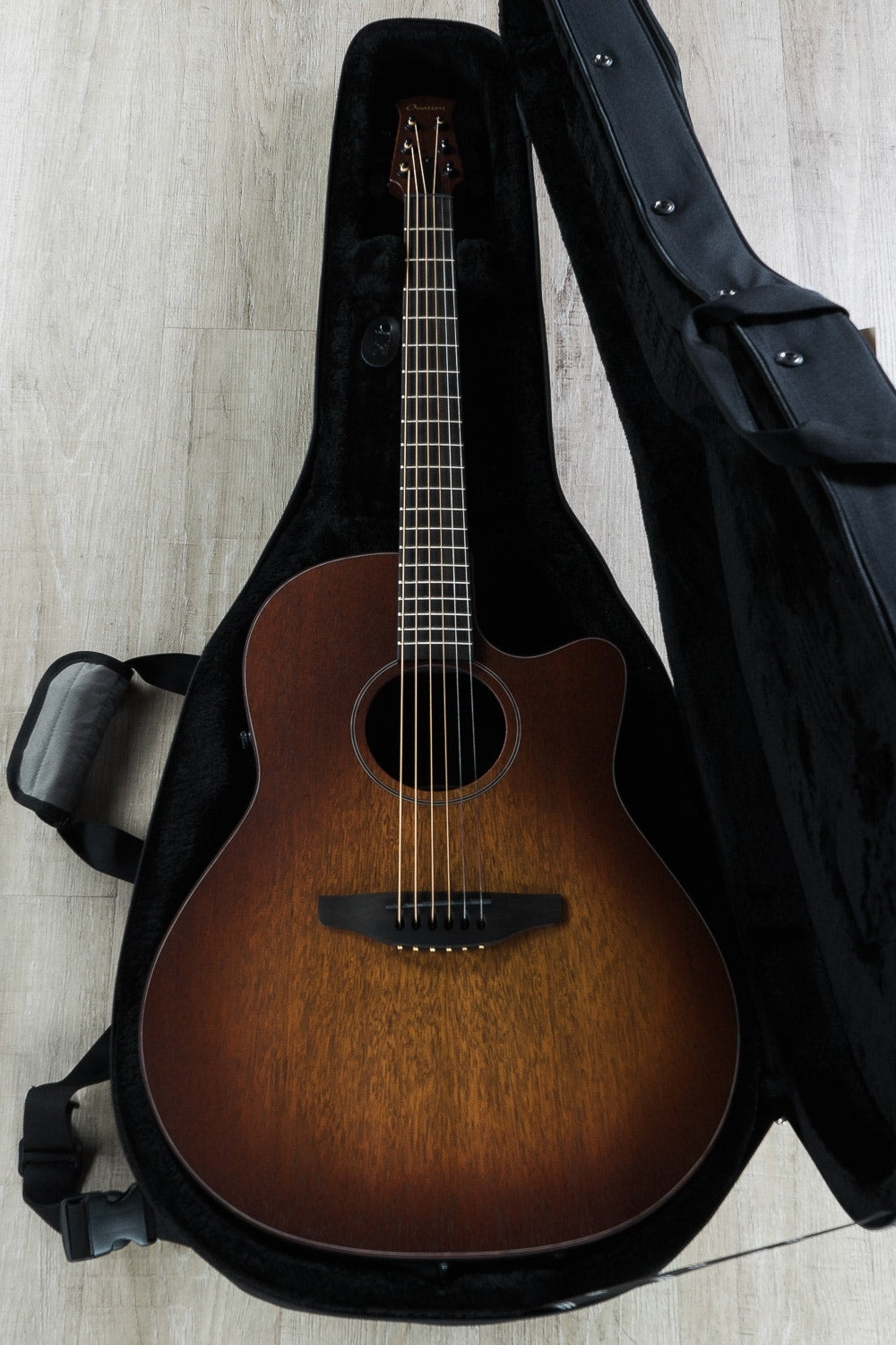 Ovation American SX Series Main Street Acoustic-Electric Guitar, Deep Contour Cutaway, Hard Case - Mahogany Burst