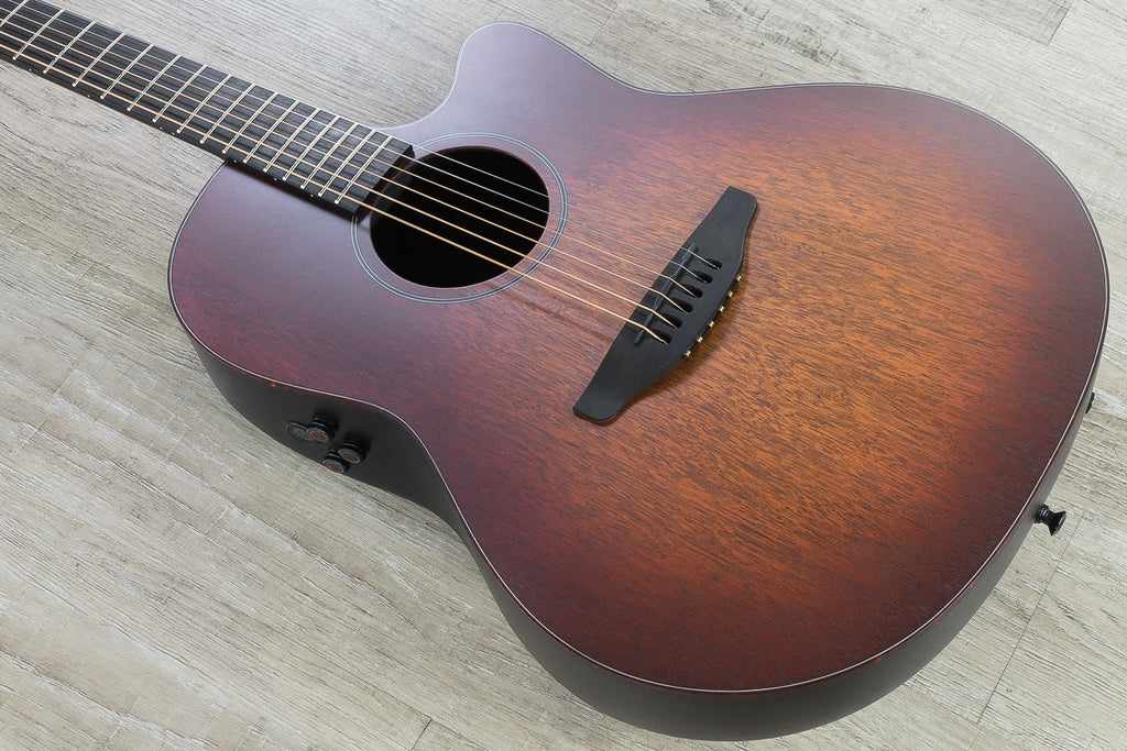 Ovation American SX Series Main Street Acoustic-Electric Guitar, Deep Contour Cutaway, Hard Case - Mahogany Burst