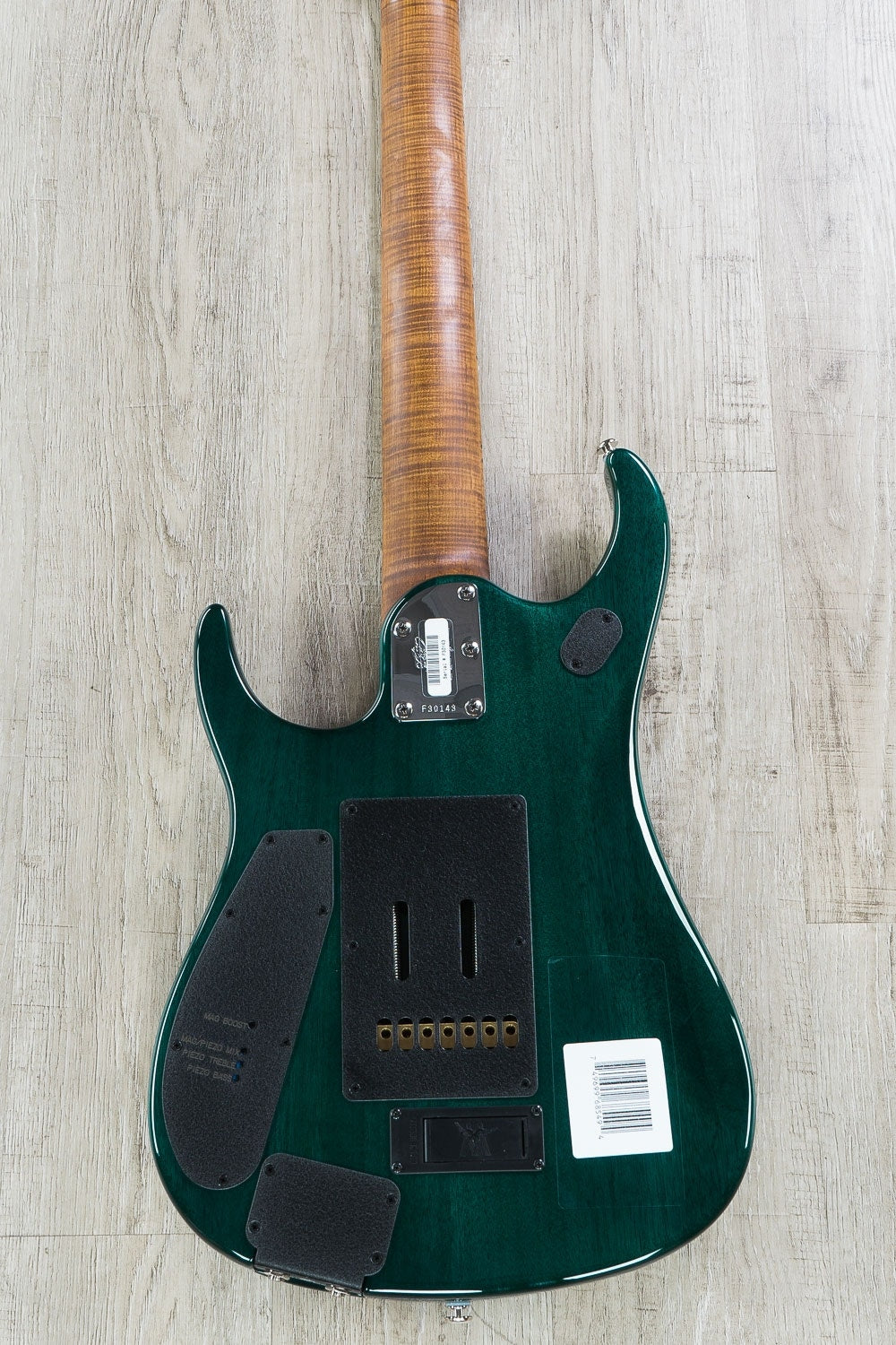 Ernie Ball Music Man JP15 John Petrucci 7-String Electric Guitar, Roasted Figured Maple Neck, Hard Case - Flame Teal Burst