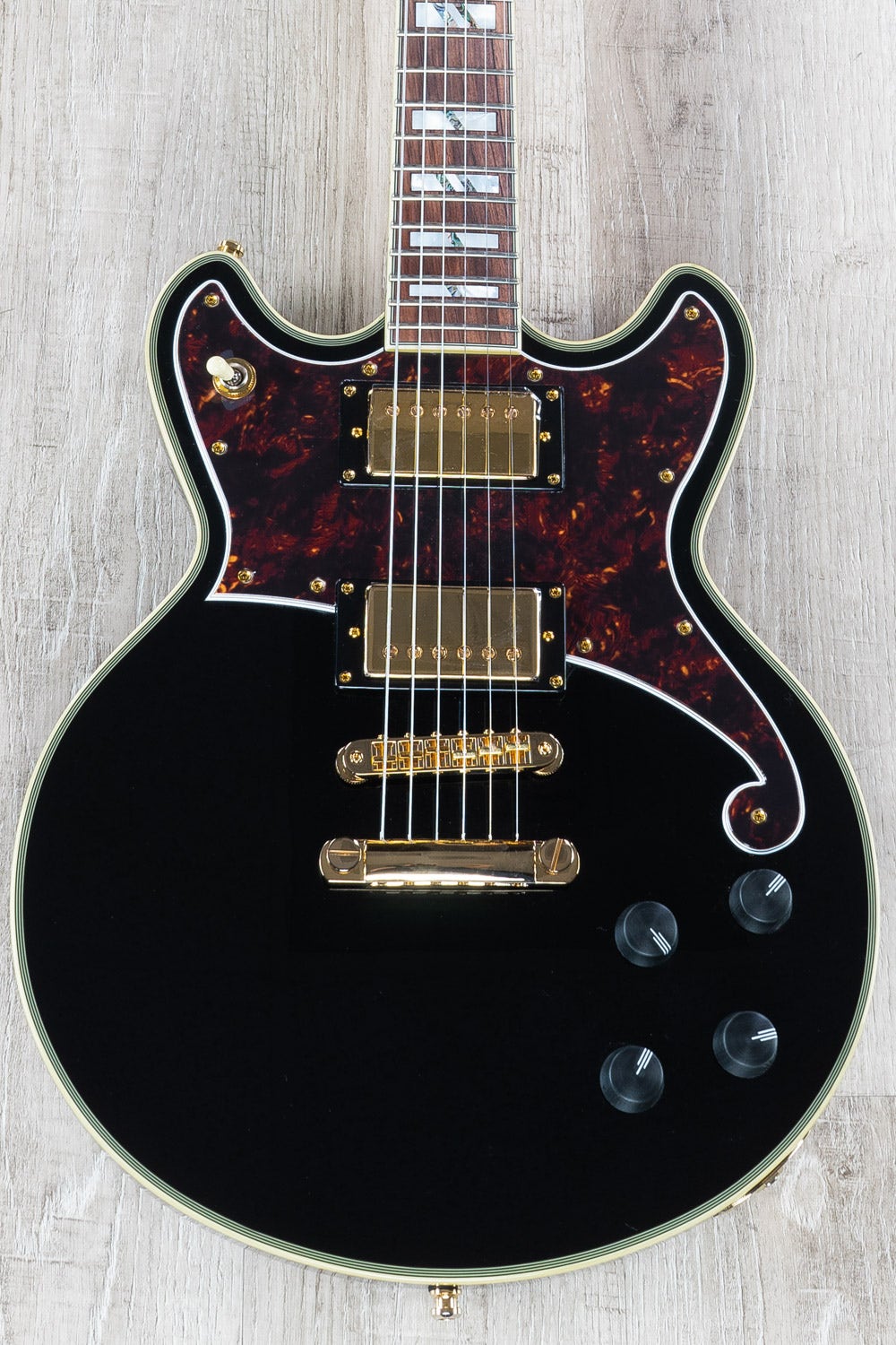 D'Angelico Guitars Deluxe Brighton Electric Guitar, Pau Ferro Fingerboard, Black