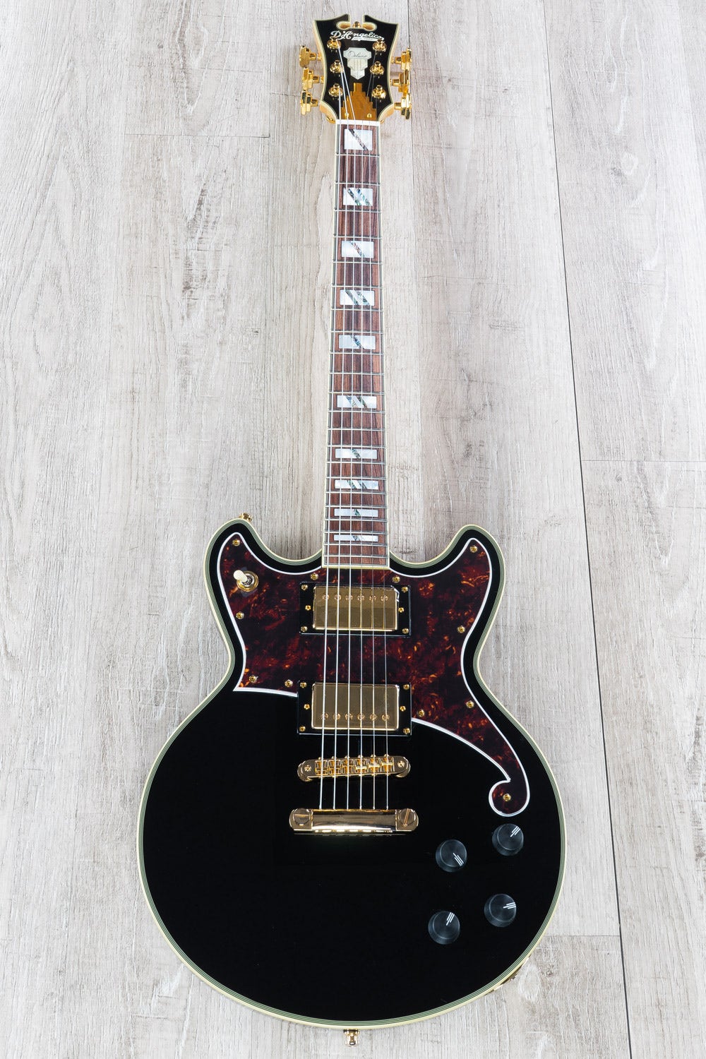 D'Angelico Guitars Deluxe Brighton Electric Guitar, Pau Ferro Fingerboard, Black