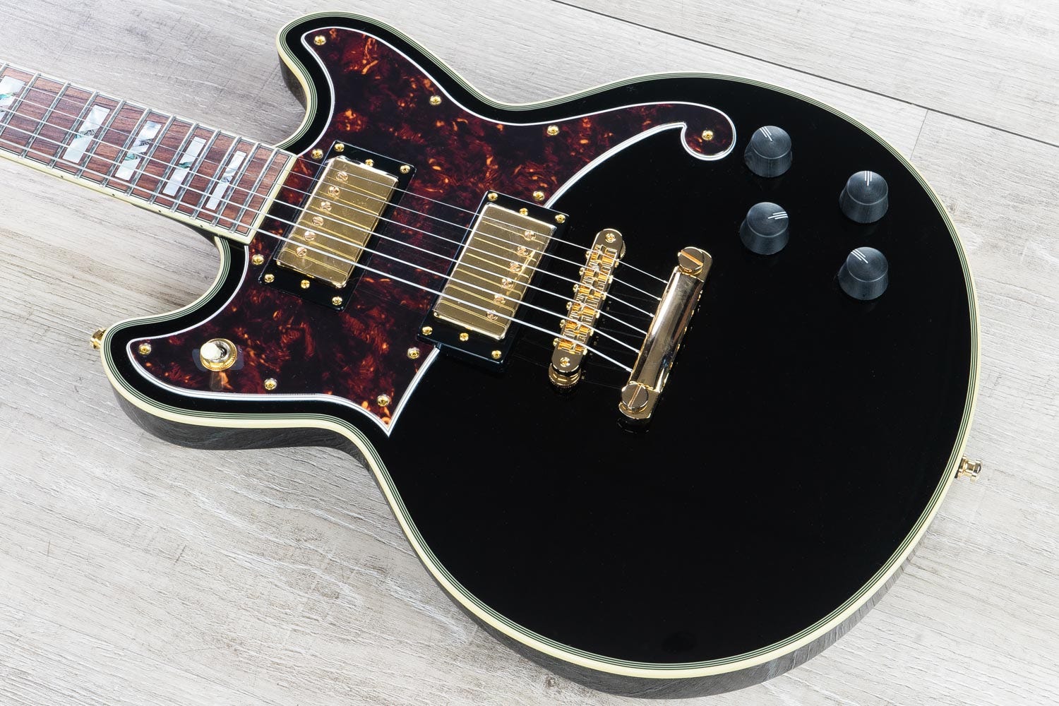 D'Angelico Guitars Deluxe Brighton Electric Guitar, Pau Ferro Fingerboard, Black