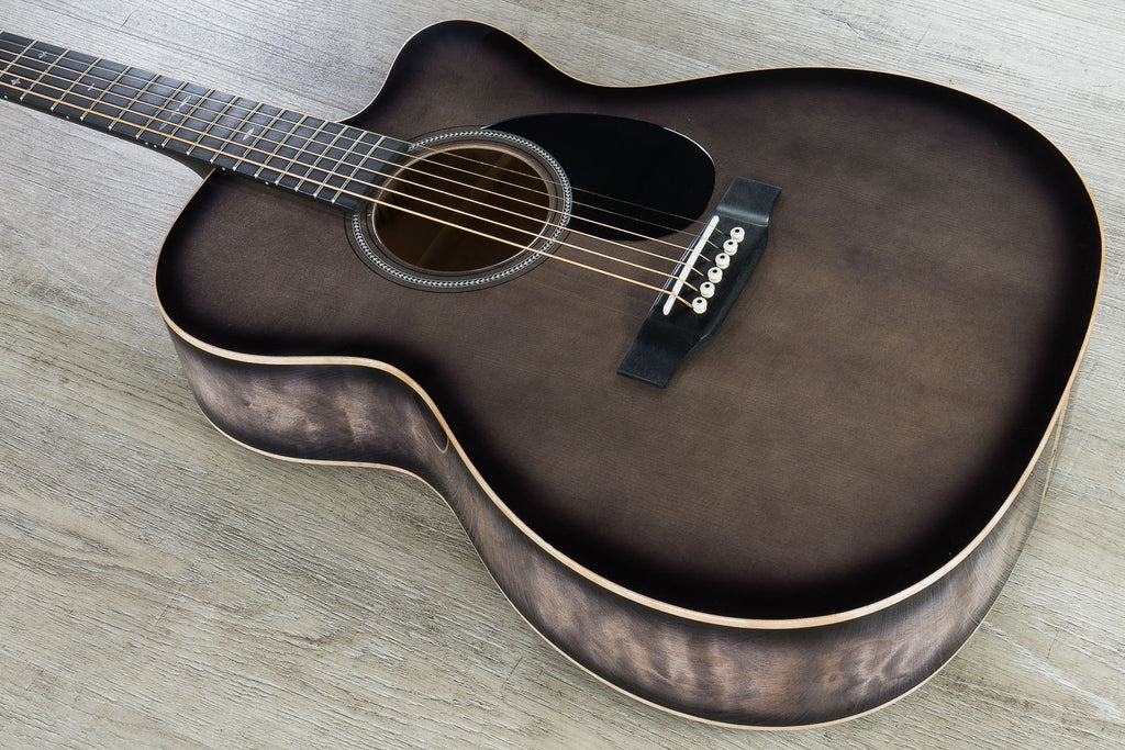 Martin Custom Shop Limited Edition Acoustic Guitar, Quilt Maple Back/Sides, Hard Case - Trans Black Burst
