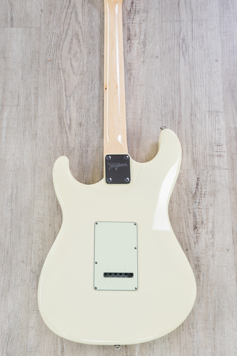 Tagima T-635 Classic Series Strat Style Electric Guitar, Rosewood Fretboard - Vintage White with Mintgreen