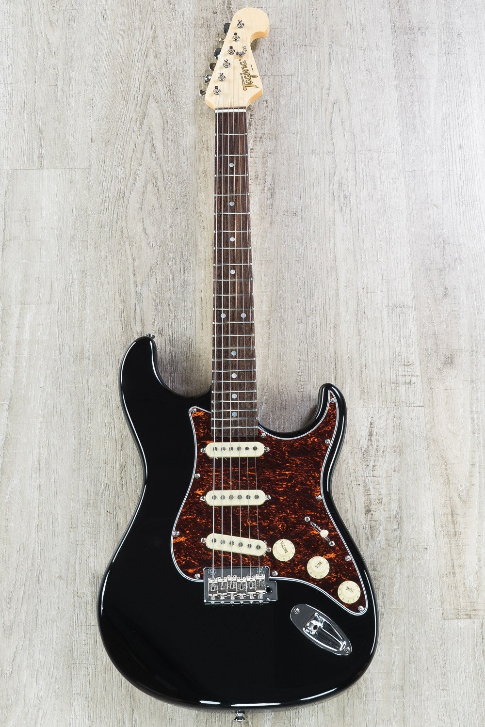 Tagima T-635 Classic Series Strat Style Electric Guitar, Rosewood Fretboard - Black with Tortoise