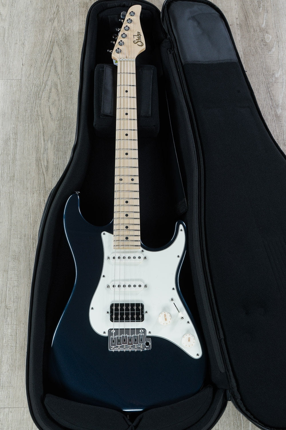 Suhr Standard HSS Electric Guitar, Maple Fingerboard, SSCII, Deluxe Padded Gig Bag - Mercedes Blue Metallic