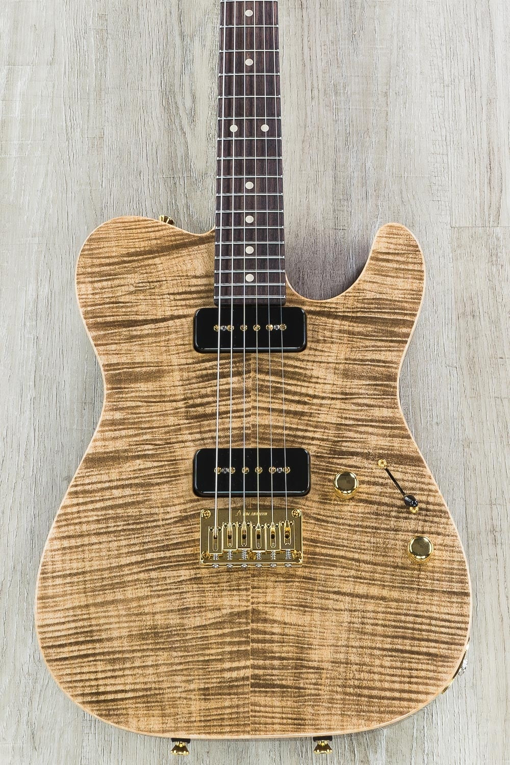 Tom Anderson Guitarworks Cobra Electric Guitar, Hollow Chambered, Flame Maple Top, Hard Case - Natural Mocha with Binding