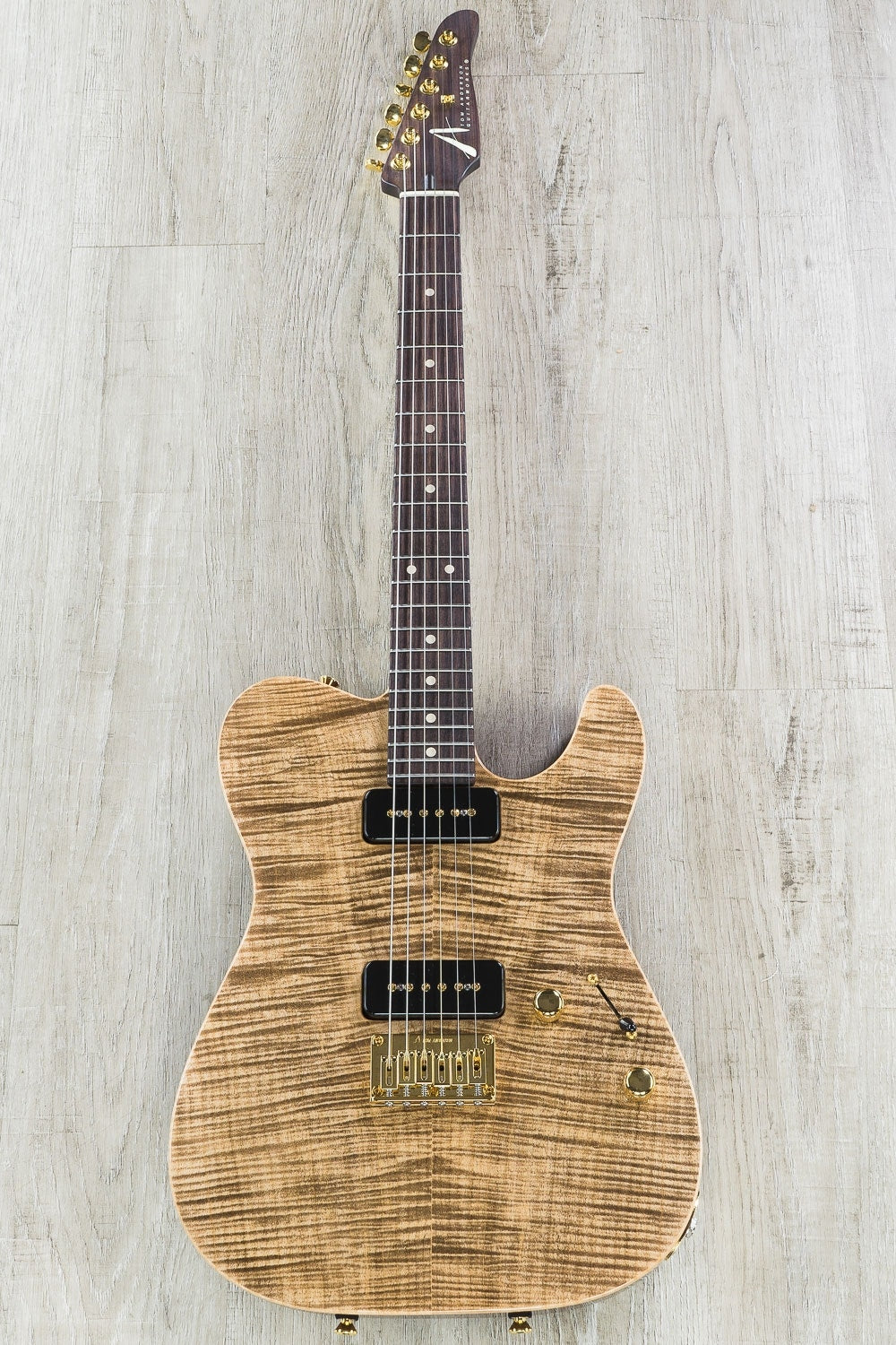 Tom Anderson Guitarworks Cobra Electric Guitar, Hollow Chambered, Flame Maple Top, Hard Case - Natural Mocha with Binding