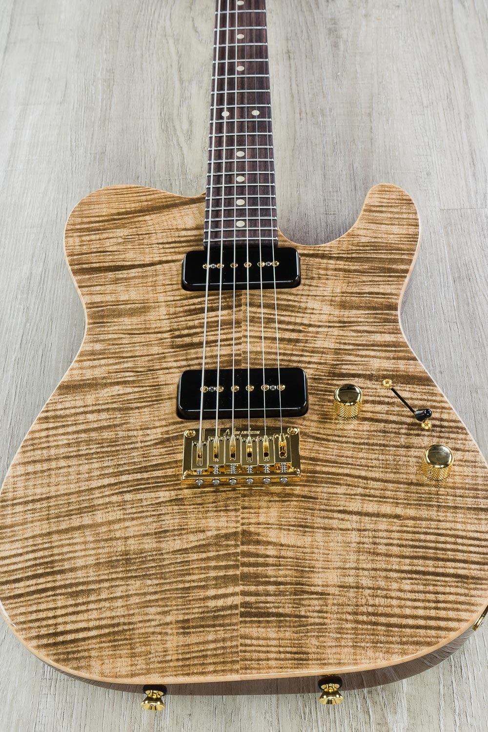 Tom Anderson Guitarworks Cobra Electric Guitar, Hollow Chambered, Flame Maple Top, Hard Case - Natural Mocha with Binding