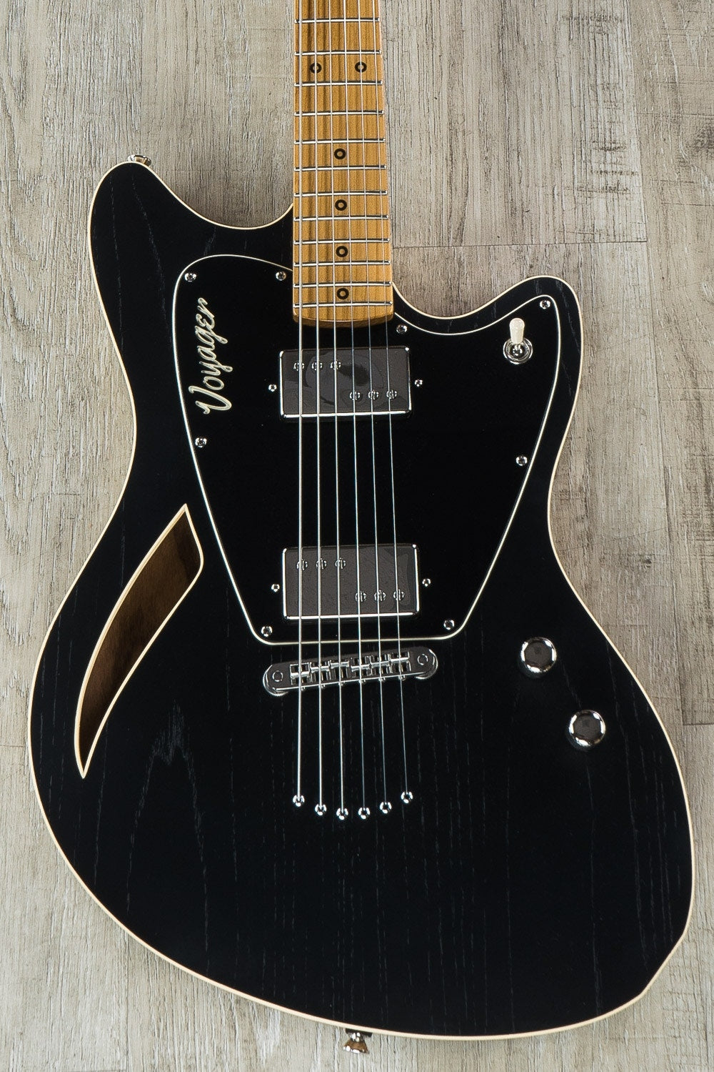 Jennings Voyager Deluxe Electric Guitar, Roasted Maple Fretboard, Stoptail - Satin Black
