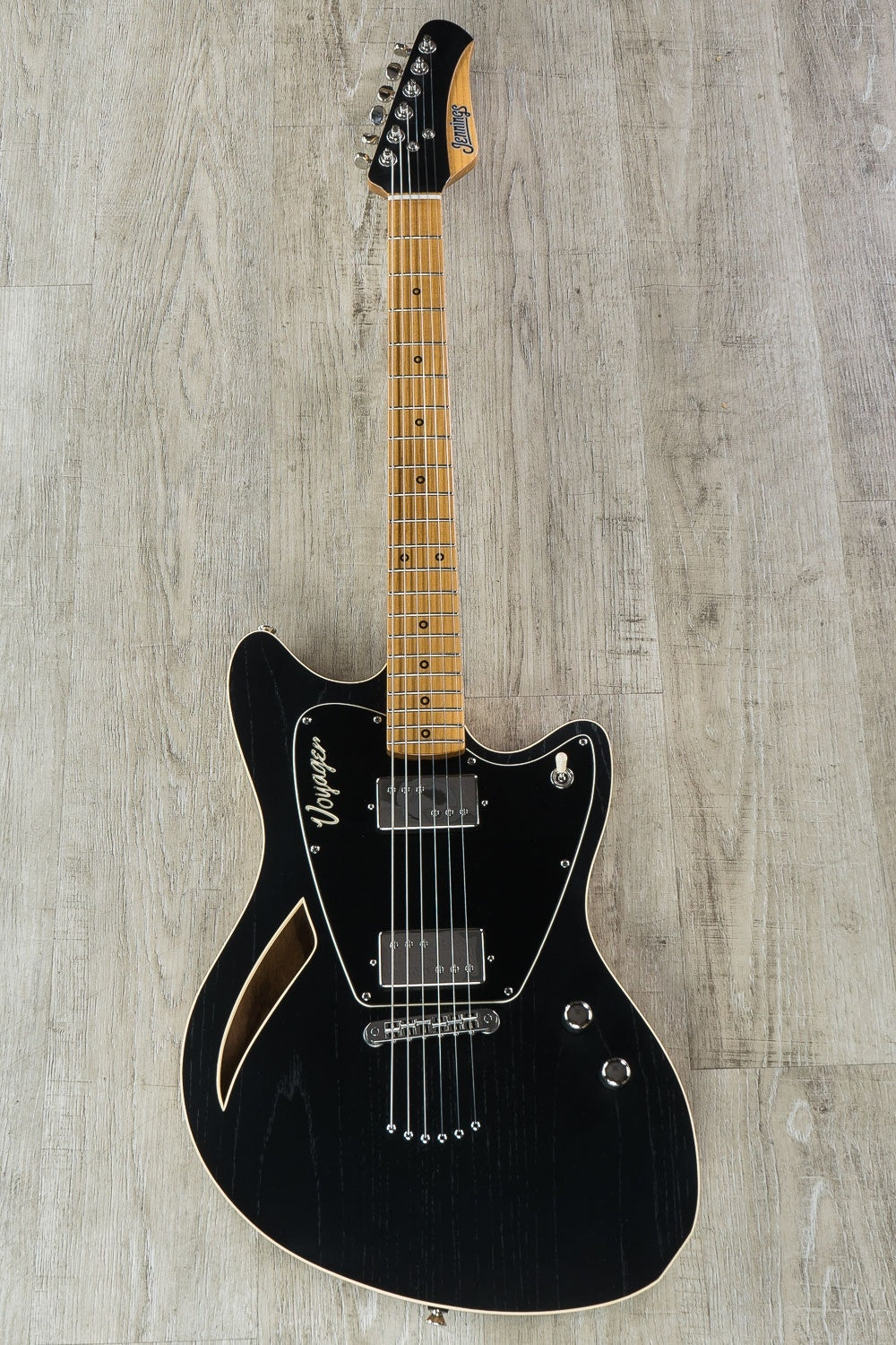 Jennings Voyager Deluxe Electric Guitar, Roasted Maple Fretboard, Stoptail - Satin Black
