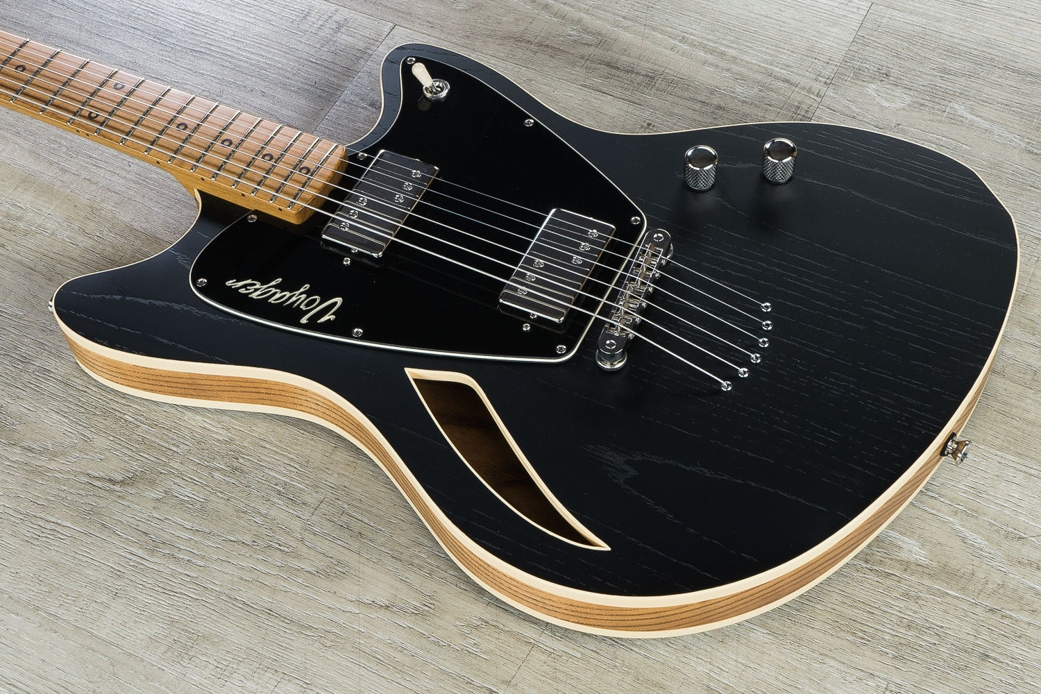 Jennings Voyager Deluxe Electric Guitar, Roasted Maple Fretboard, Stoptail - Satin Black