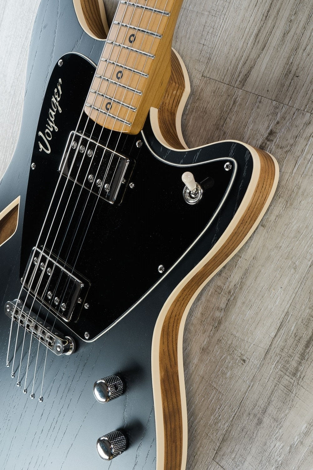 Jennings Voyager Deluxe Electric Guitar, Roasted Maple Fretboard, Stoptail - Satin Black