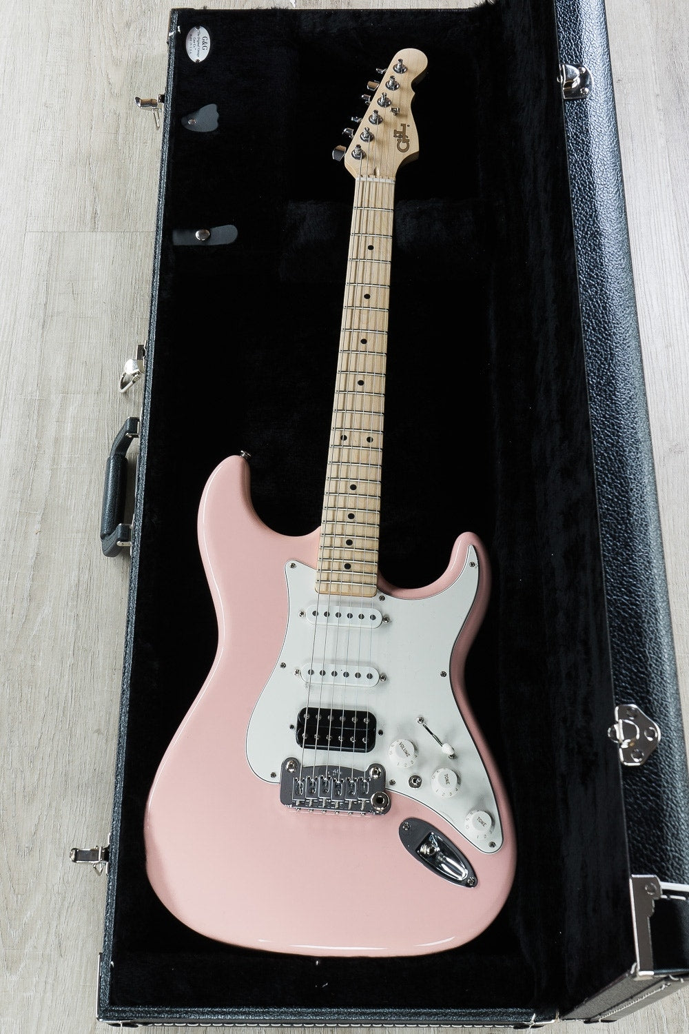 G&L USA Legacy HSS Electric Guitar, Maple Fingerboard, Hard Case - Shell Pink