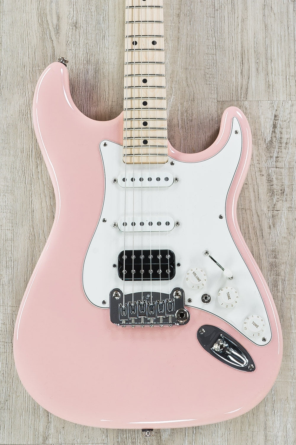 G&L USA Legacy HSS Electric Guitar, Maple Fingerboard, Hard Case - Shell Pink