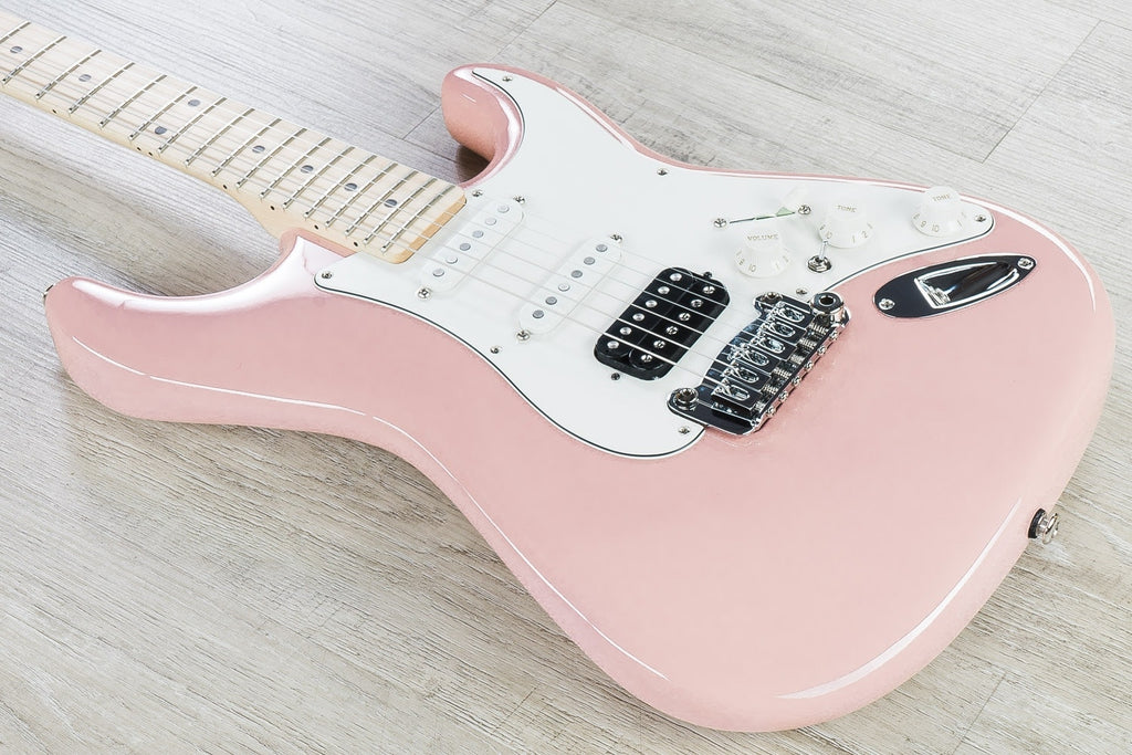 G&L USA Legacy HSS Electric Guitar, Maple Fingerboard, Hard Case - Shell Pink