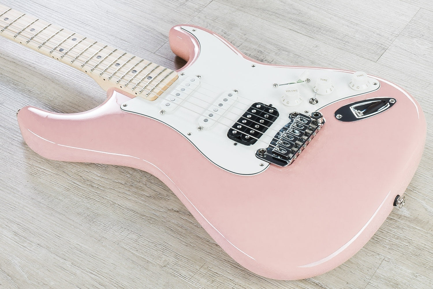 G&L USA Legacy HSS Electric Guitar, Maple Fingerboard, Hard Case - Shell Pink