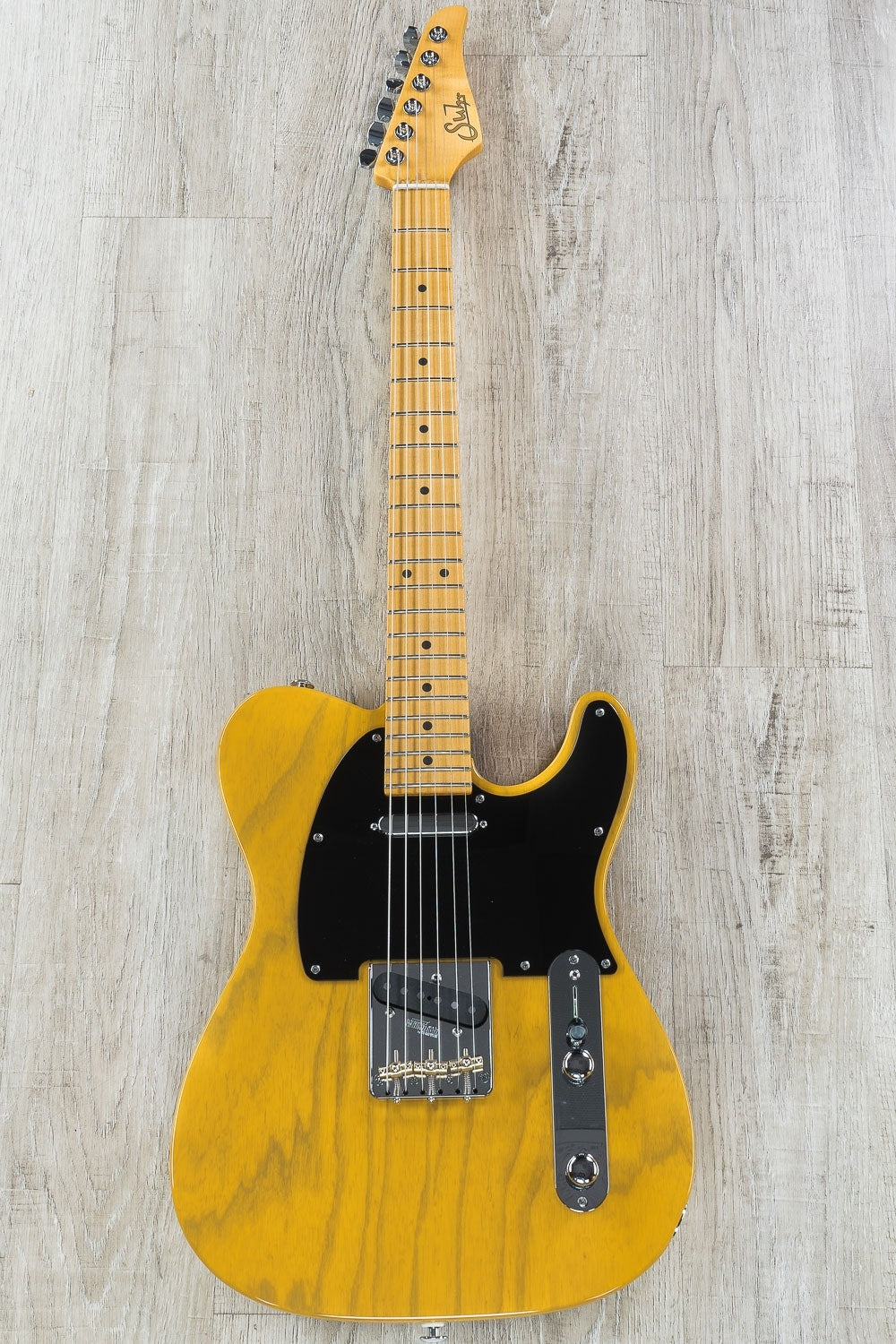 Suhr Classic T Electric Guitar, SS, Maple Fingerboard, SSCII, Deluxe Padded Gig Bag - Trans Butterscotch