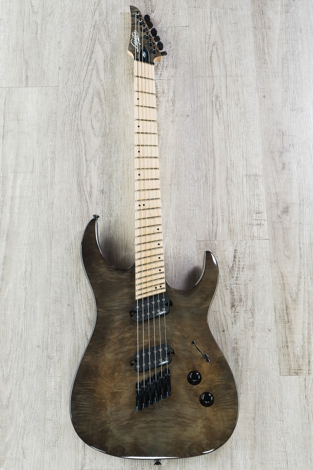 Legator Ninja R 200 Multi-Scale 6-String Electric Guitar, Maple Fingerboard - Gloss Charcoal Burl