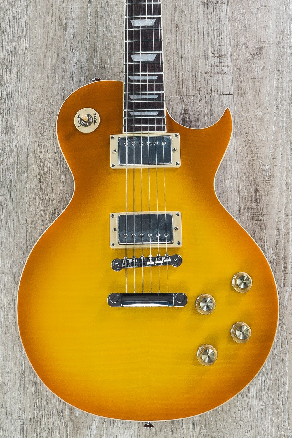 Vintage V100HBP Limited Edition HH Electric Guitar, Flamed Maple Top, Rosewood Fingerboard - Honey Burst