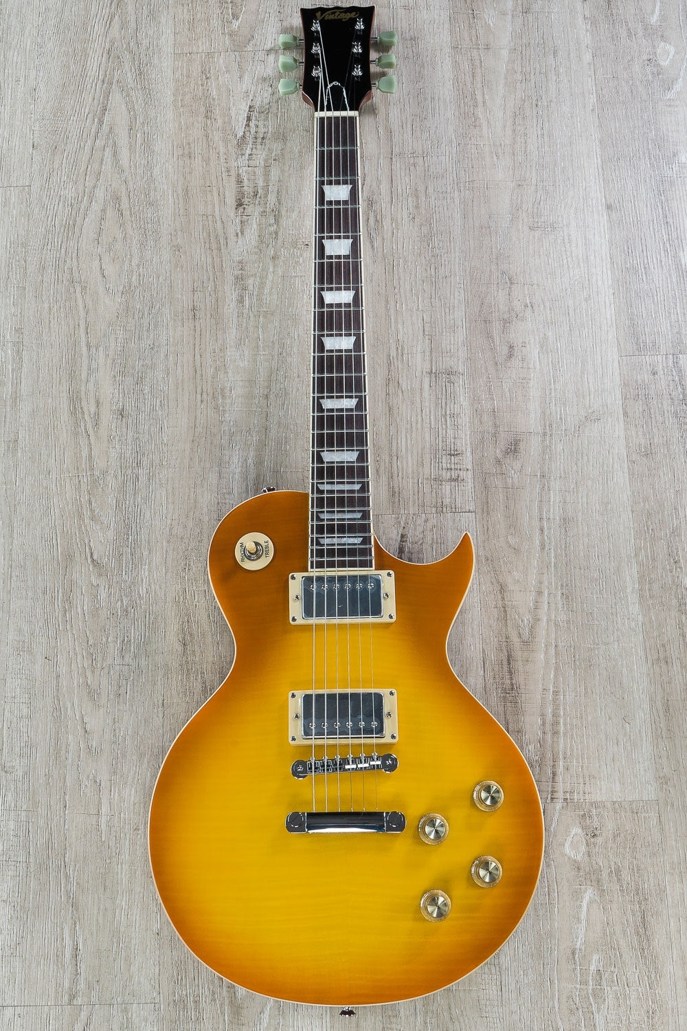 Vintage V100HBP Limited Edition HH Electric Guitar, Flamed Maple Top, Rosewood Fingerboard - Honey Burst