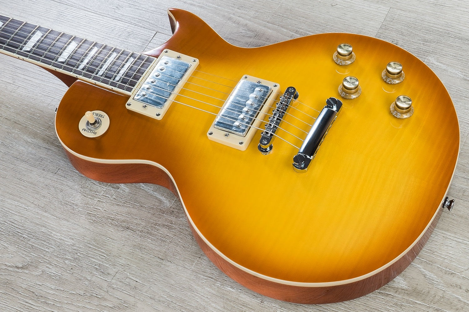Vintage V100HBP Limited Edition HH Electric Guitar, Flamed Maple Top, Rosewood Fingerboard - Honey Burst