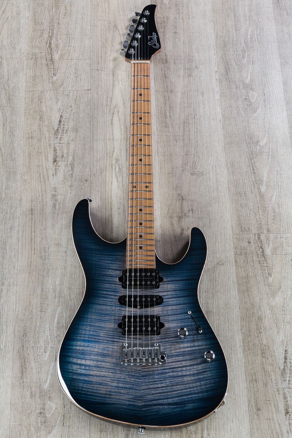 Suhr Guitars Modern Plus Electric Guitar, Roasted Maple, Faded Trans Whale Blue Burst