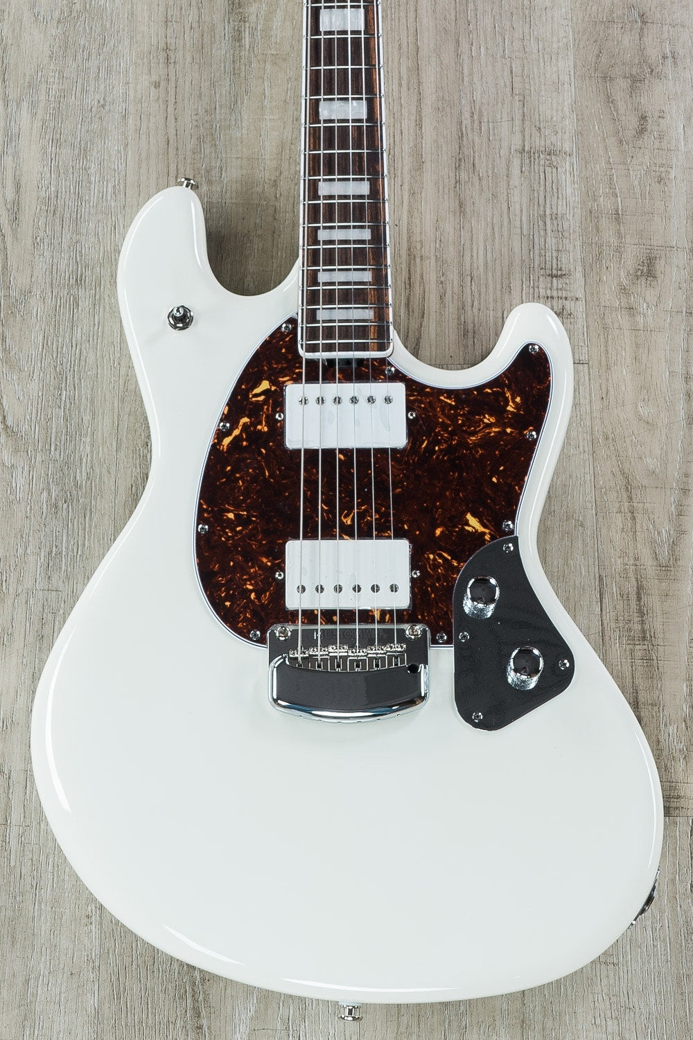 Ernie Ball Music Man BFR StingRay HH Electric Guitar, Rosewood Fingerboard, Hard Case - White Smoke