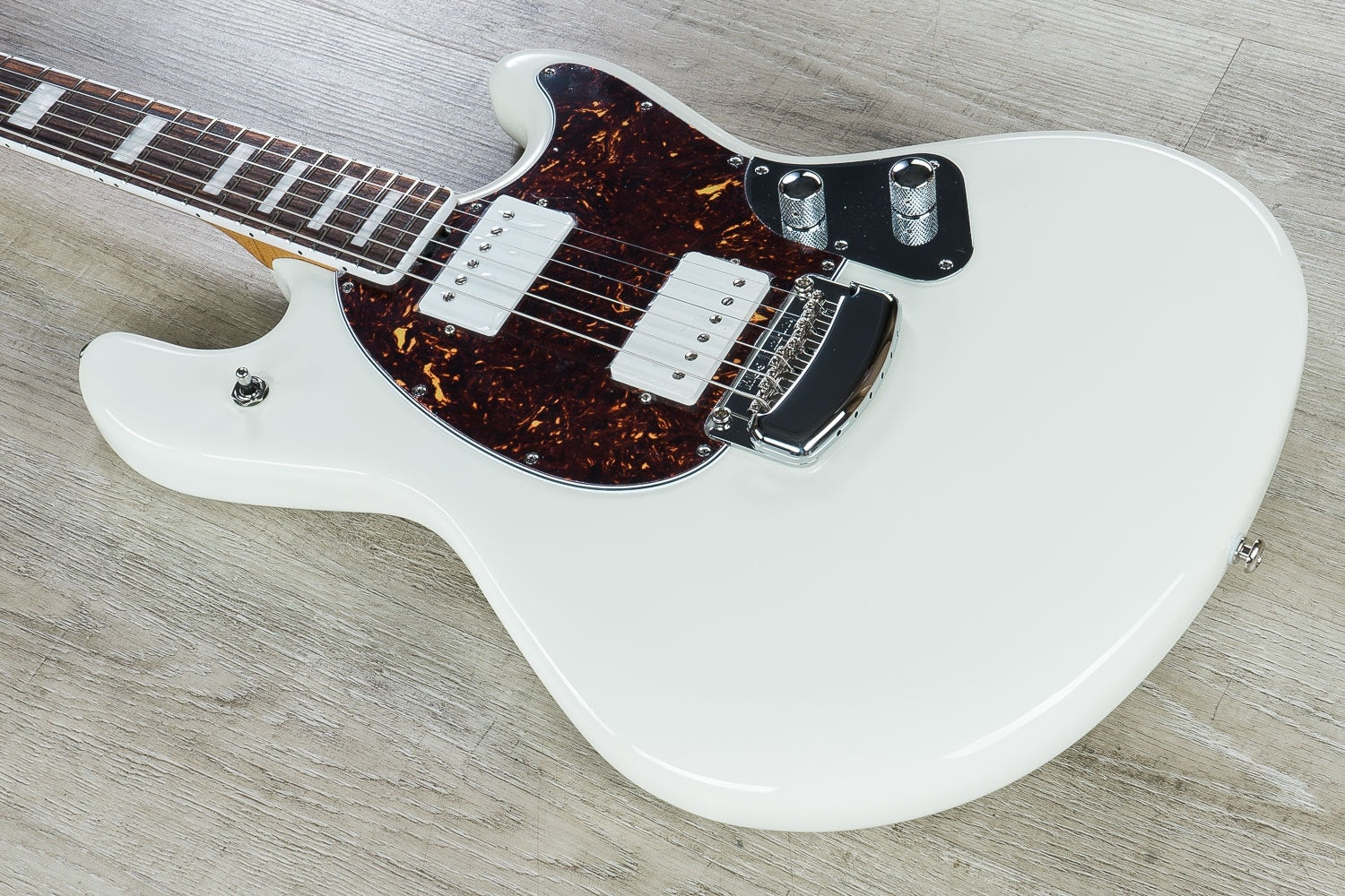 Ernie Ball Music Man BFR StingRay HH Electric Guitar, Rosewood Fingerboard, Hard Case - White Smoke