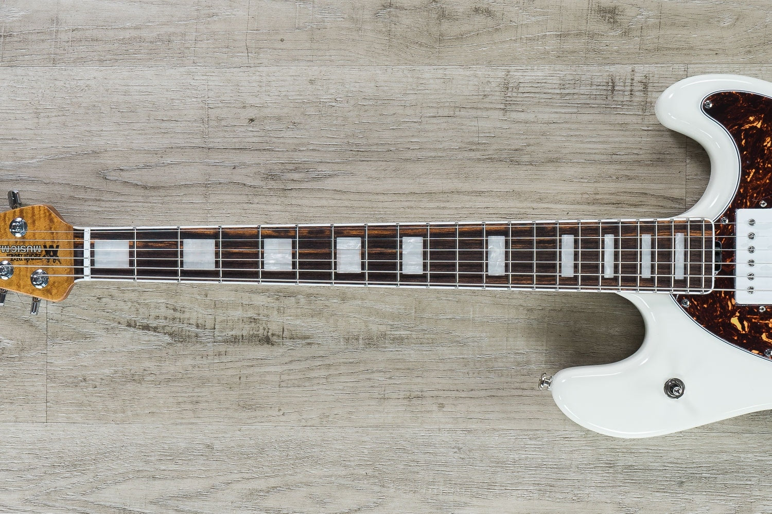 Ernie Ball Music Man BFR StingRay HH Electric Guitar, Rosewood Fingerboard, Hard Case - White Smoke