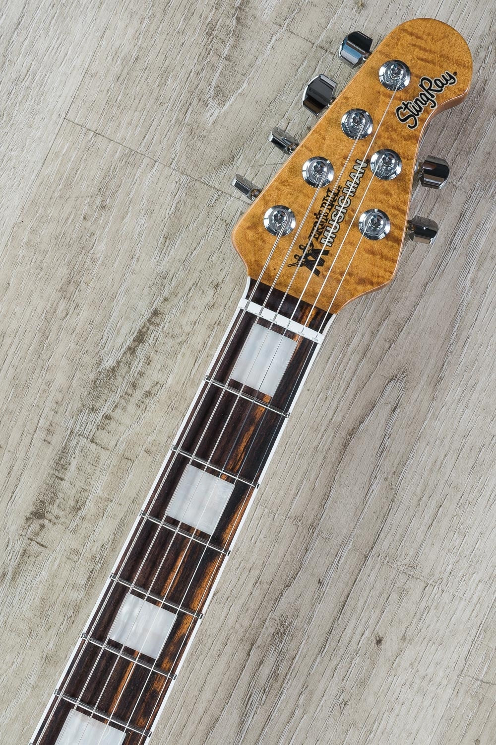 Ernie Ball Music Man BFR StingRay HH Electric Guitar, Rosewood Fingerboard, Hard Case - White Smoke