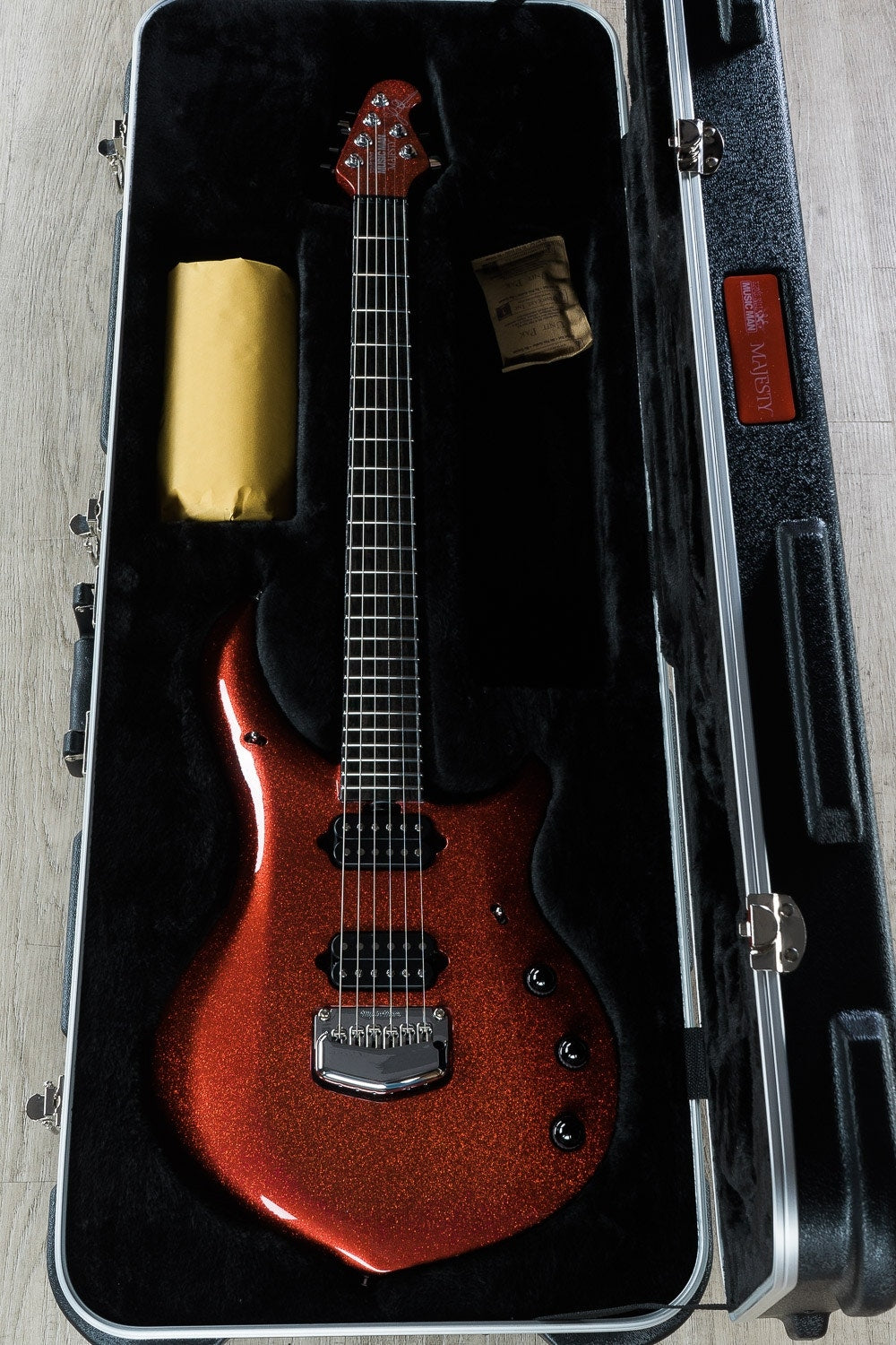 Ernie Ball Music Man BFR John Petrucci Majesty 6-String Electric Guitar with Hard Case - Cinnabar Red Sparkle (2)
